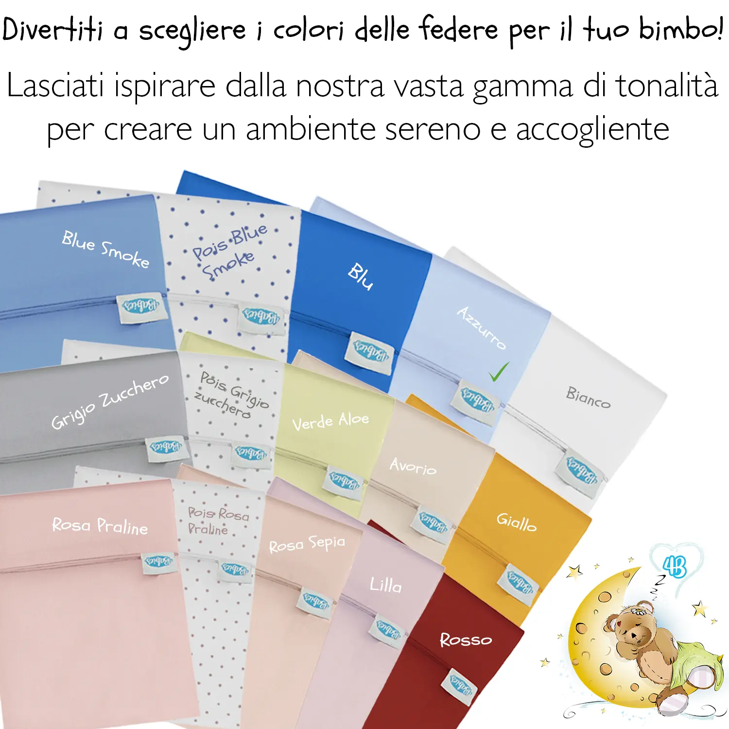 Federe Cuscino Bambino P'tit Basile - 40x60 Cm, Set Di 4 | 100% Cotone Biologico | Blu Cielo | Per Lettini 60x120 Cm - Foto 7